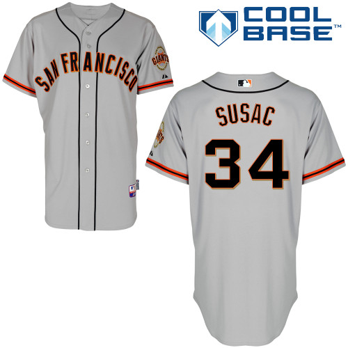 Andrew Susac #34 Youth Baseball Jersey-San Francisco Giants Authentic Road 1 Gray Cool Base MLB Jersey